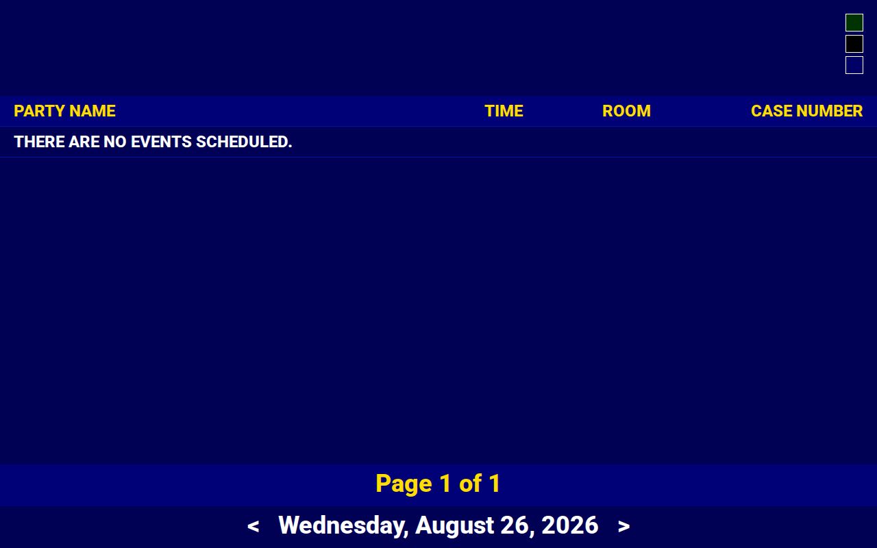 Osceola County court dates public calendar display with date navigation and setting columns