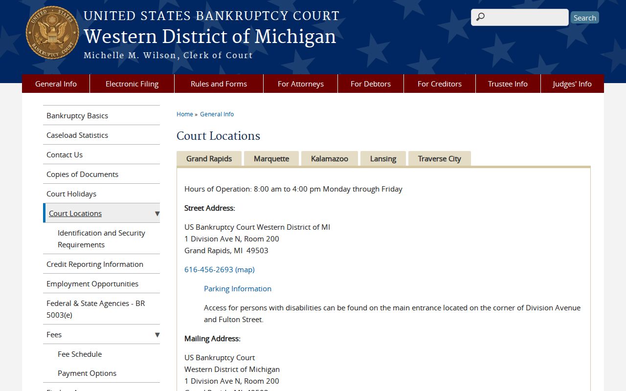 Osceola County court records Western District Bankruptcy Court Grand Rapids location