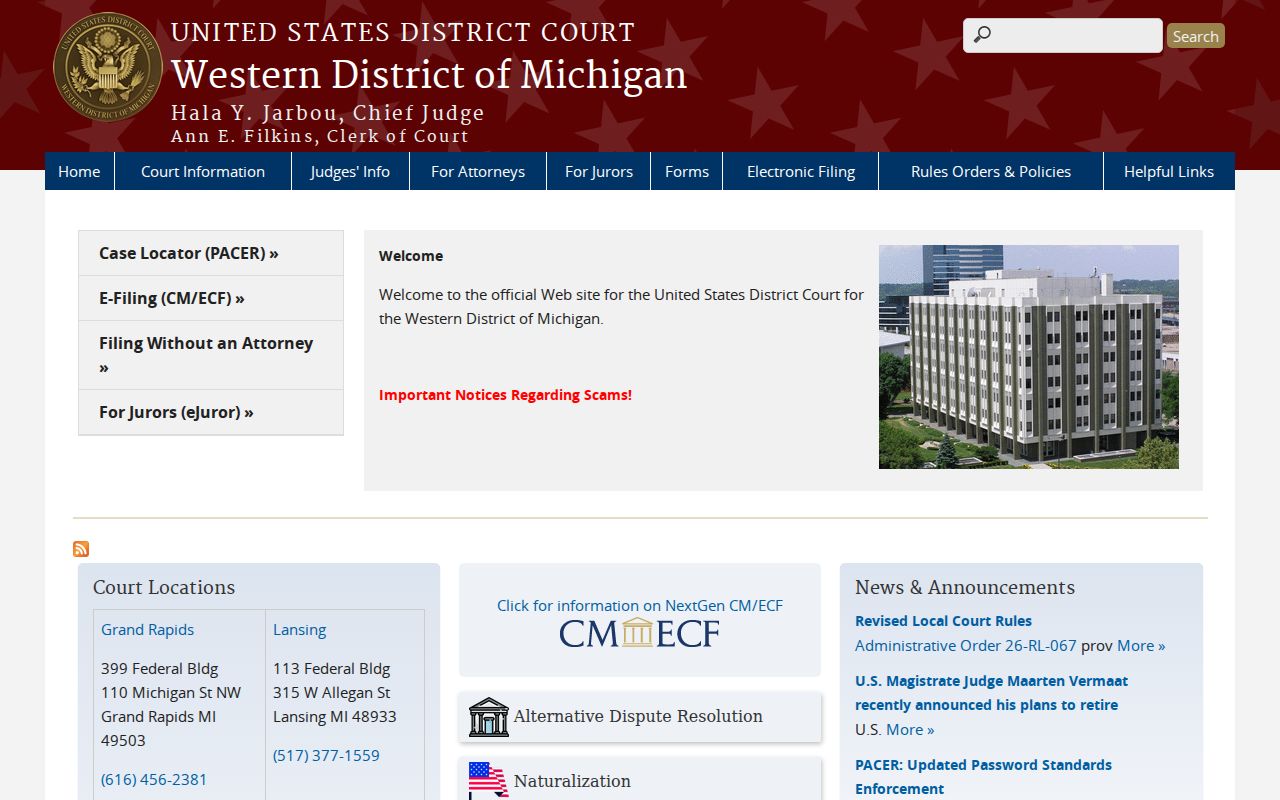 Osceola County court docket federal Western District court directory