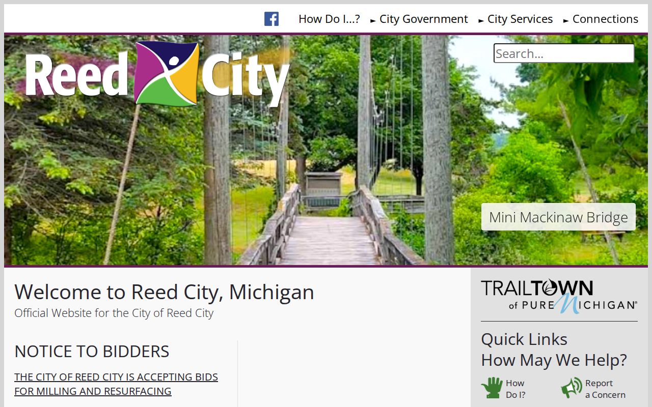 Reed City court docket research showing Reed City civic center and city services source